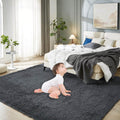 Floralux 8x10 Dark Grey Shag Rug for Bedroom and Living Room