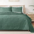 King Quilt Bedding Set Green Oversized - Lightweight All-Season Quilt
