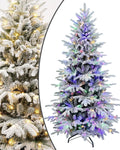Flocked Christmas Tree Prelit 4ft - Snowy Small Tree with LEDs