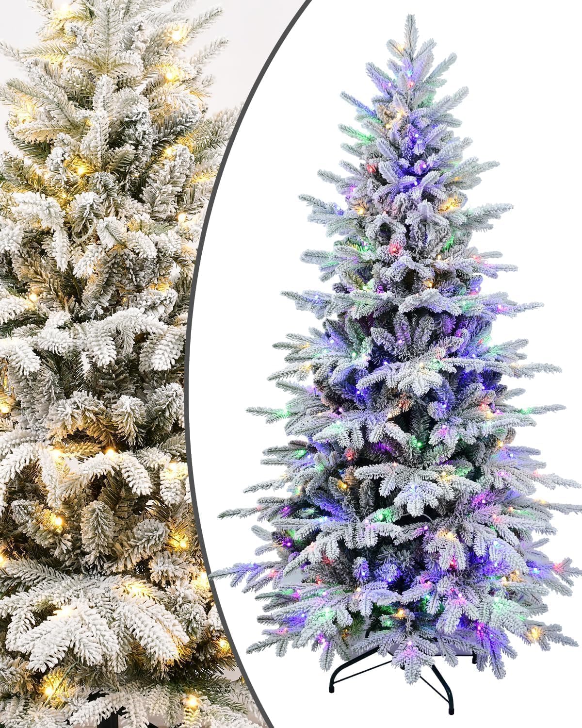 Flocked Christmas Tree Prelit 4ft with LED Lights for Holidays