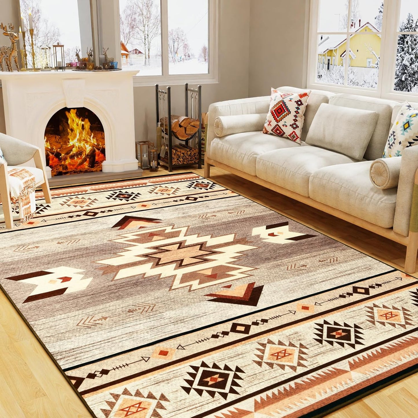 Western Rugs for Living Room Bedroom Non Slip Aesthetic Decor
