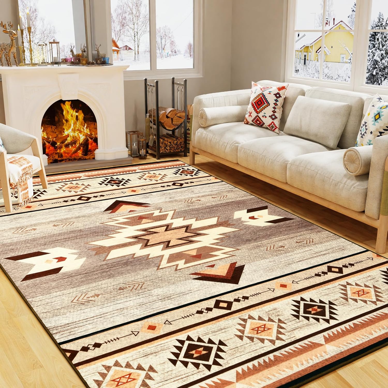 Western Rugs for Living Room Bedroom Non Slip Aesthetic Decor
