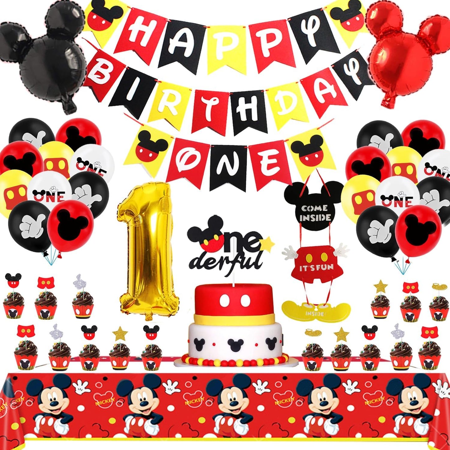 1st Birthday Mouse Party Decor Set