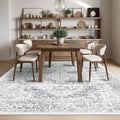 9x12 Washable Distressed Area Rug - Low Pile Vintage Boho Light Grey
