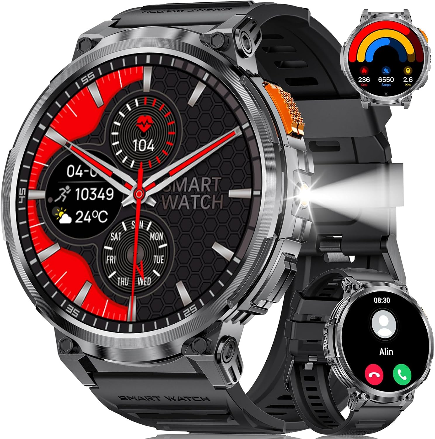 1.85-Inch IPS Ultra Screen Smartwatch with LED Flashlight Features