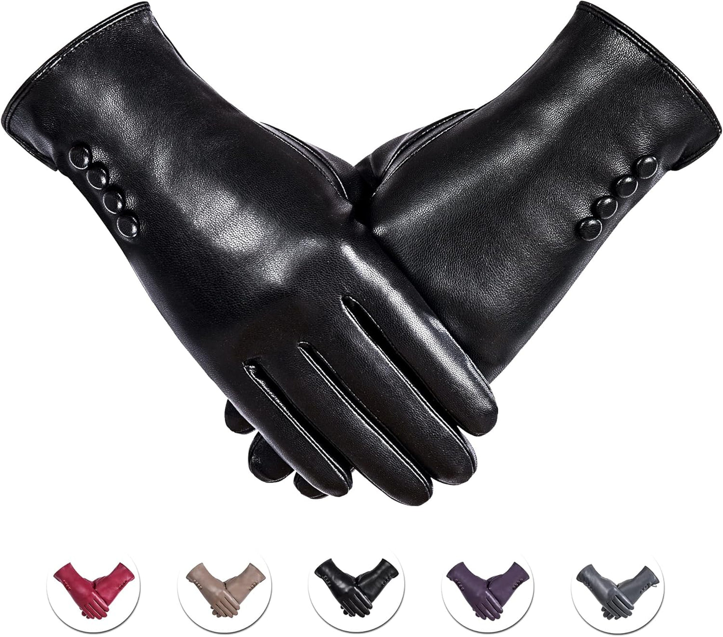 Alepo Women's Thermal PU Leather Gloves - Touchscreen & Warmth