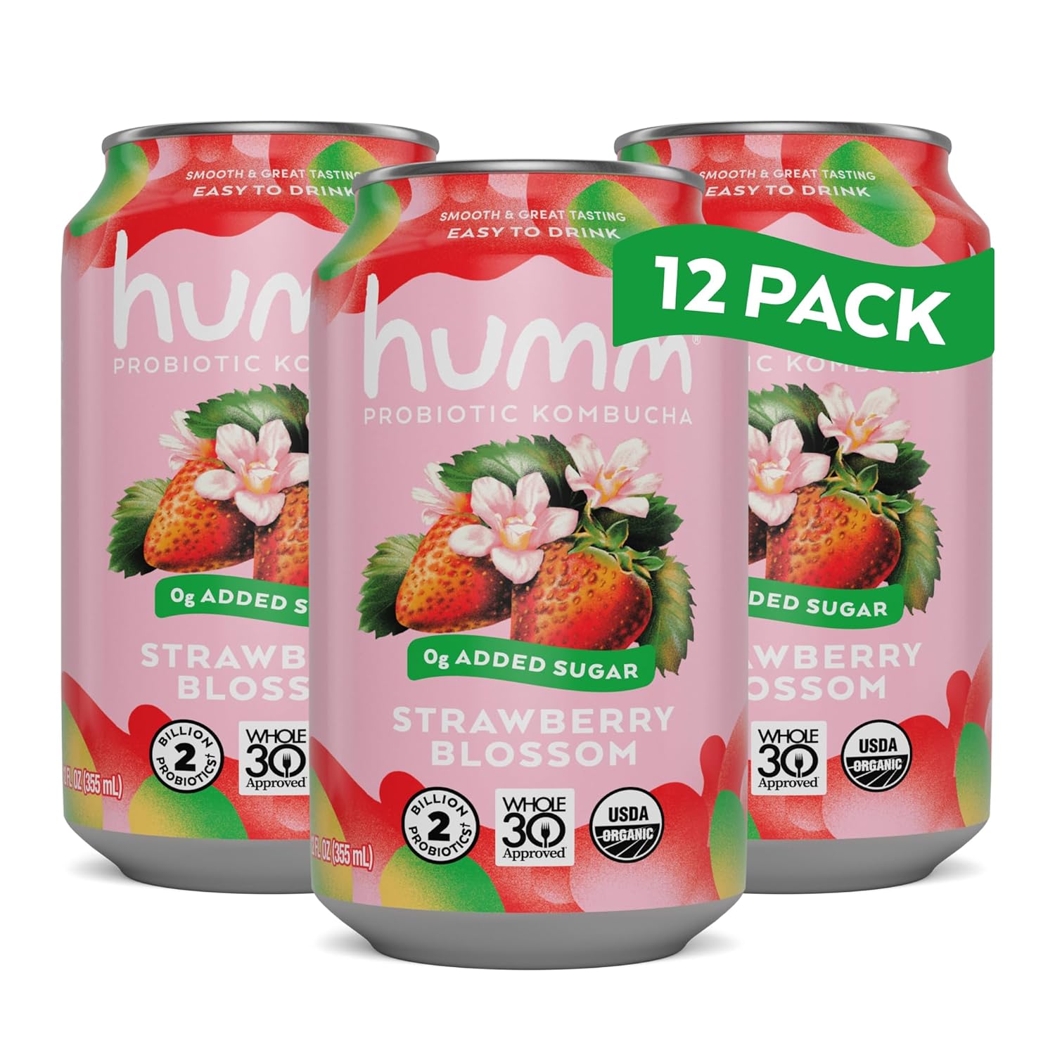 Humm Whole30 Approved Kombucha Strawberry Blossom 12 Pack Review