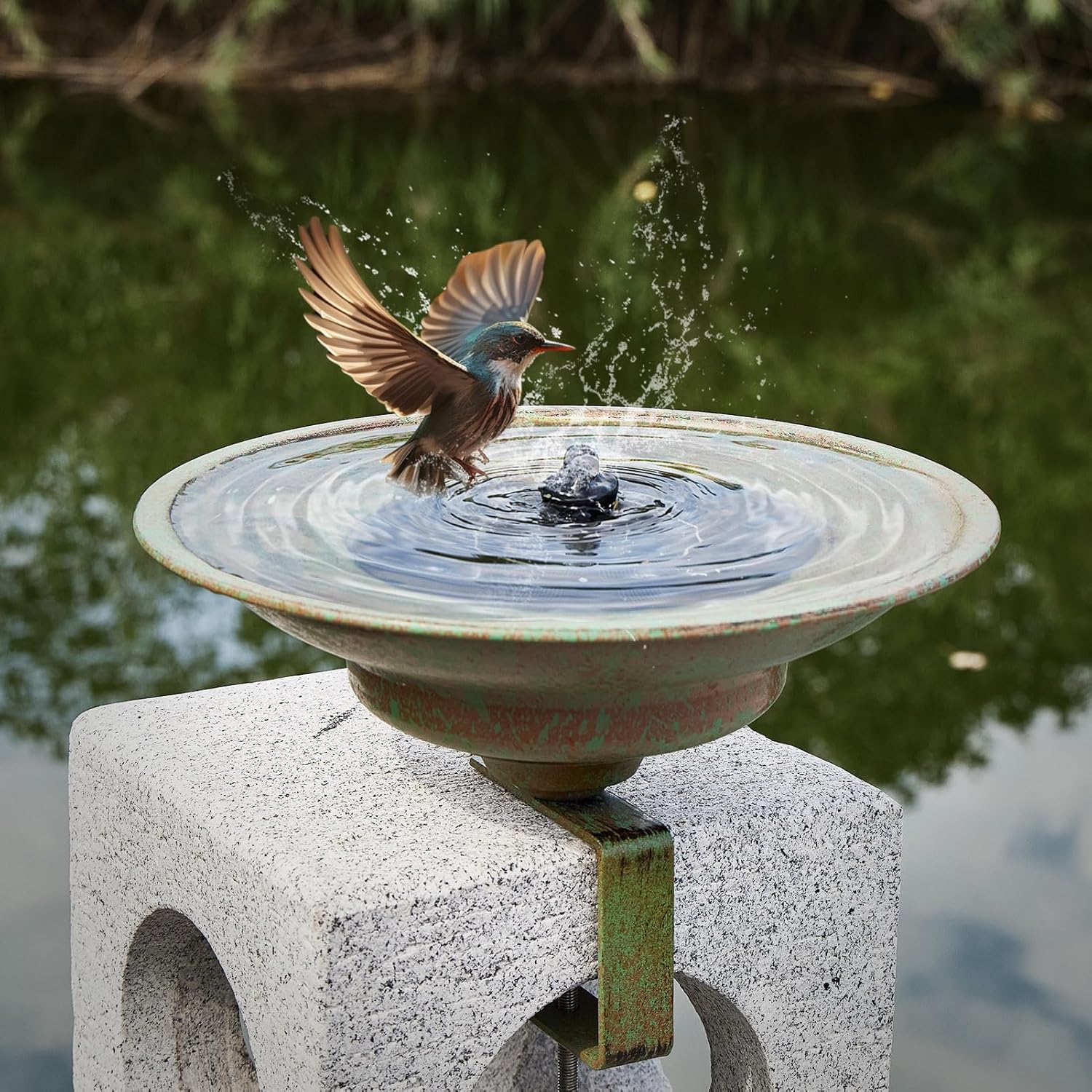 Solar Bird Bath with Fountain for Deck and Patio Decor