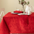 Poinsettia Palace Damask Tablecloth - Holiday Red Elegance