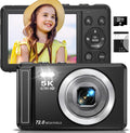 5K Digital Camera 72MP UHD Point and Shoot - Compact Vlogging Cam
