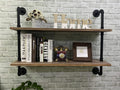 Pipe Shelves 36 in Real Wood with Black Metal Pipe - Rustic Floating