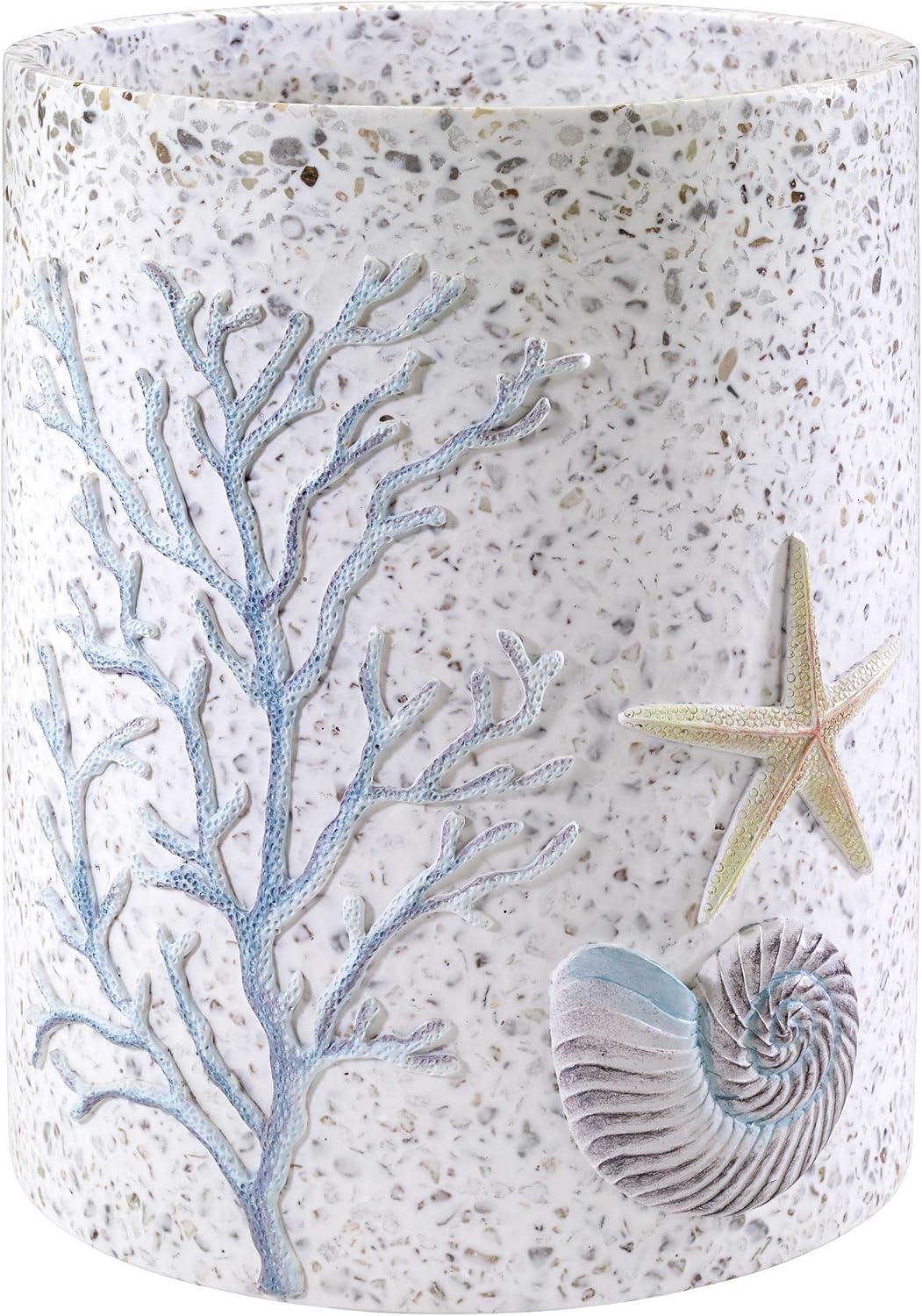 Coastal Terrazo Wastebasket - Decorative Trash Can for Home