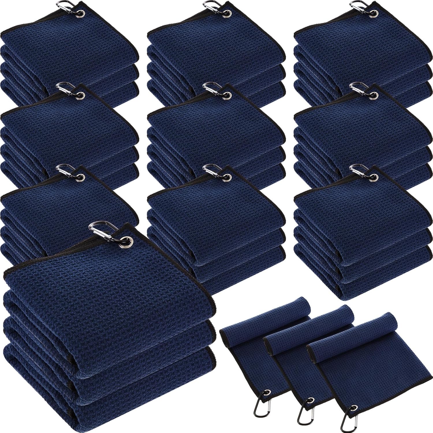 30 Pcs Golf Towels Bulk with Clip for Men - Microfiber Fabric