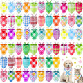 Spring Plaid Dog Bandanas 60 Pack - Bulk Adjustable Pet Scarves