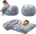 Kids Bean Bag Chair Turn into Bed - Convertible Glowing Star Beanbag