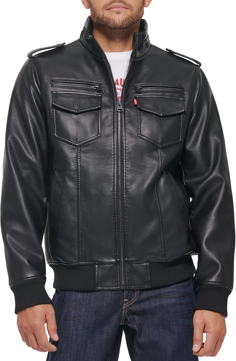 Levi's Men's Vintage Deer Faux Leather Aviator Bomber Jacket