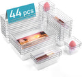 44-Piece Clear Plastic Drawer Organizers Set - Non-Slip Storage for Any Space