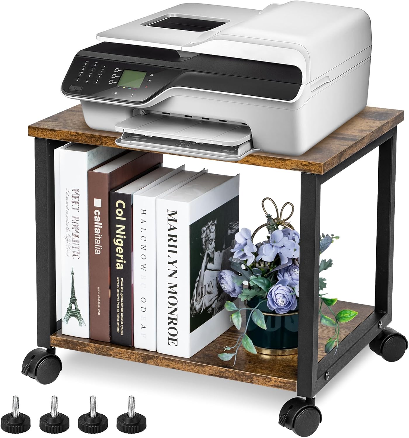 Mobile 2-Tier Printer Stand - Organize Efficiently!