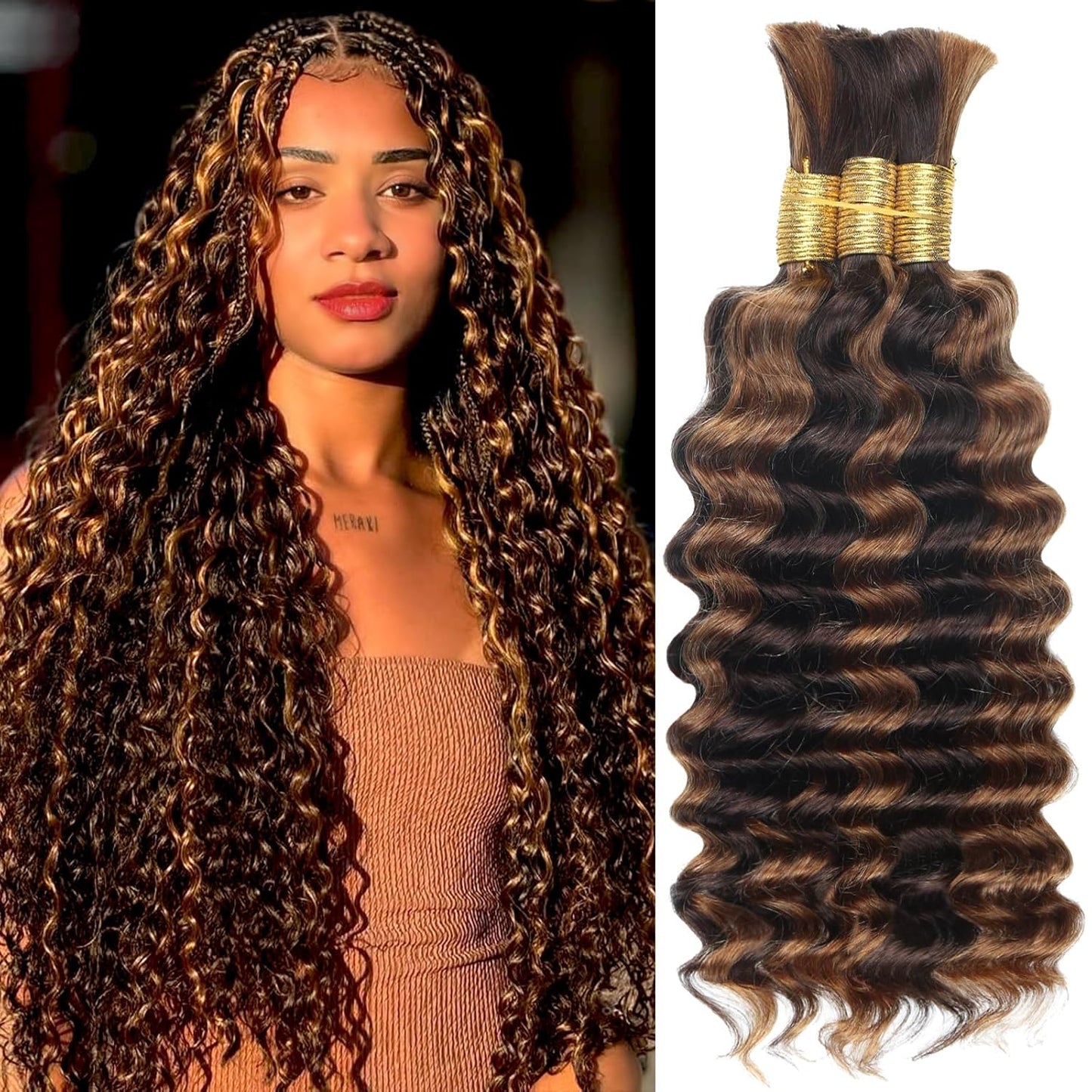 Human Braiding Hair for Boho Braids - 150g 18 Inch Bundles
