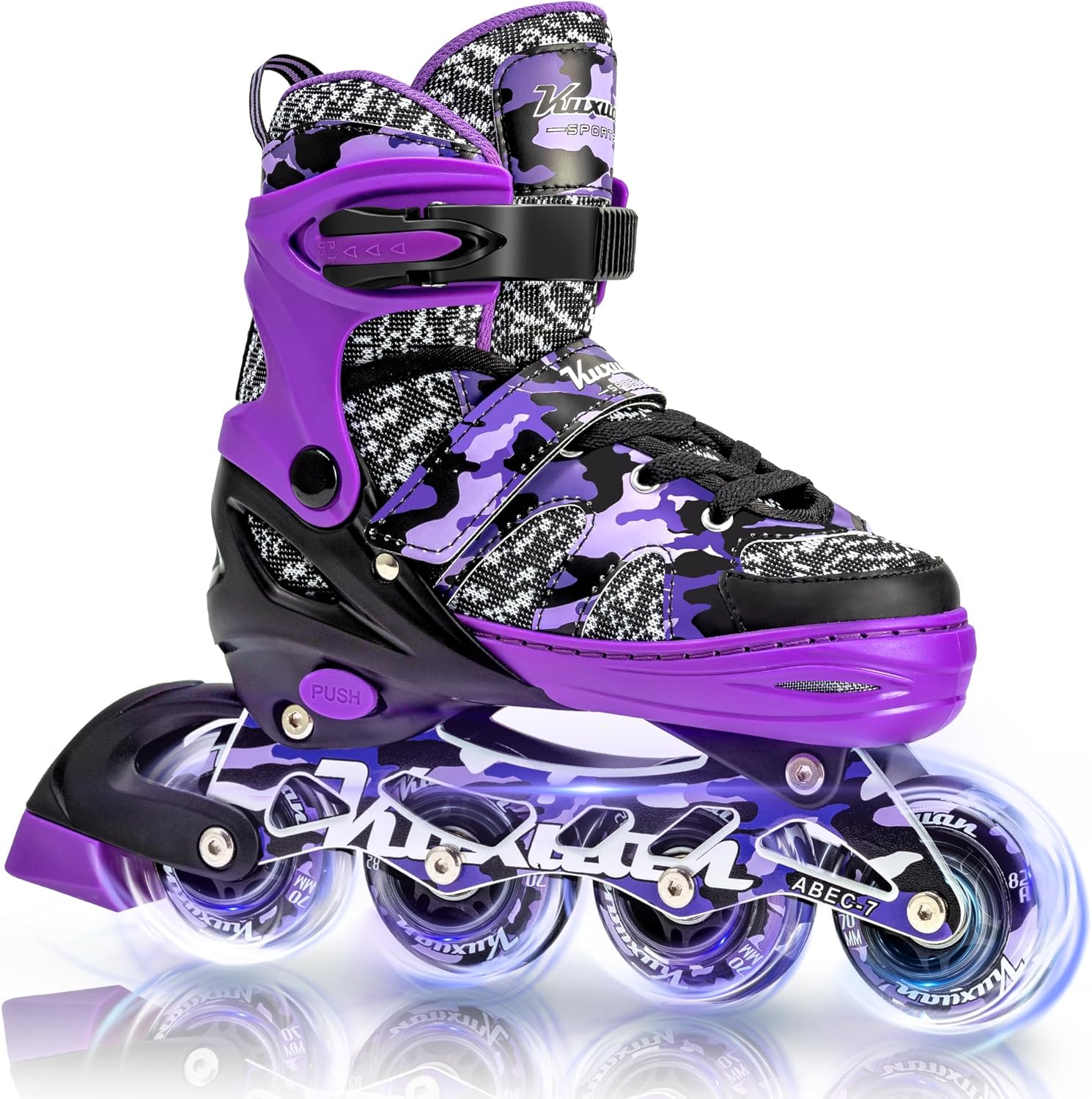 Kuxuan Boys Adjustable Inline Skates with Light Up Wheels Fun