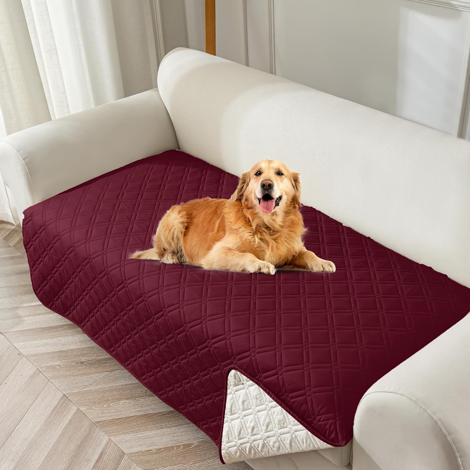 Genina Waterproof Couch Cover for Pets, Washable 86.6 inch Sofa