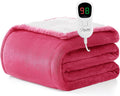 Electric Heated Blanket Twin Size - Soft Flannel Sherpa, 10 Heat