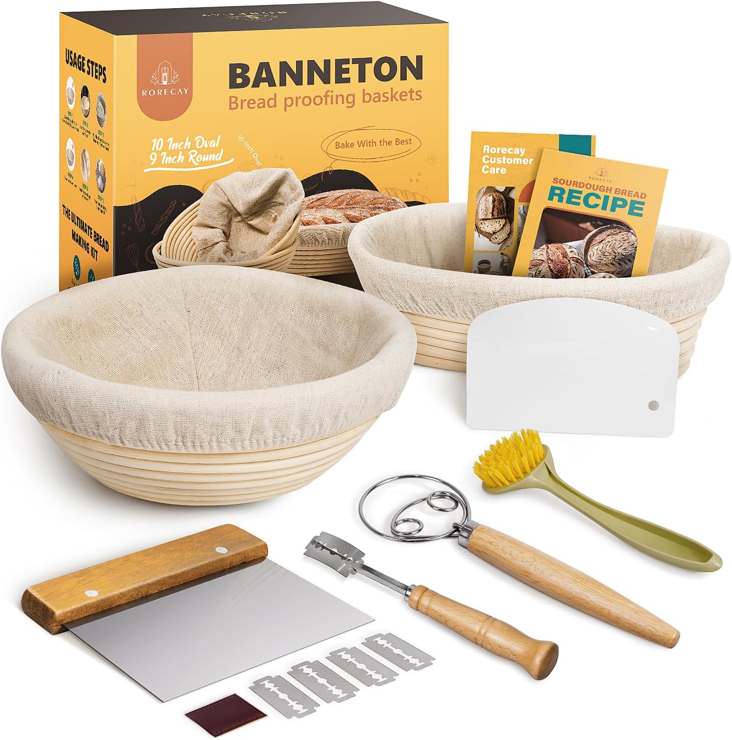 Banneton Bread Proofing Basket Set for Perfect Sourdough Baking