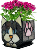 Stained Glass Black Cat Flower Pot for Unique Indoor Plants