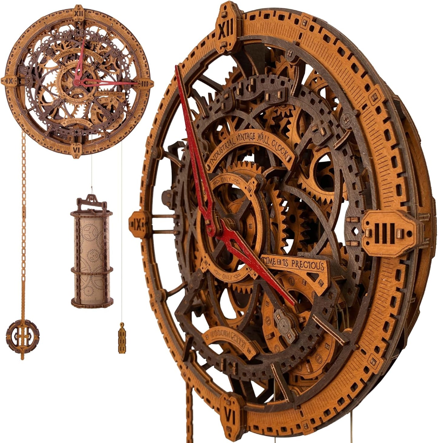 3D Wooden Puzzles for Adults - Vintage Wall Clock Model Kit