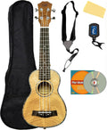 Barcelona Oguman Wood Soprano Ukulele Bundle - Complete Starter Kit