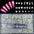 HUETFAT 14 Shaped Clear Nail Rhinestones Kit - Large Variety Sparkle