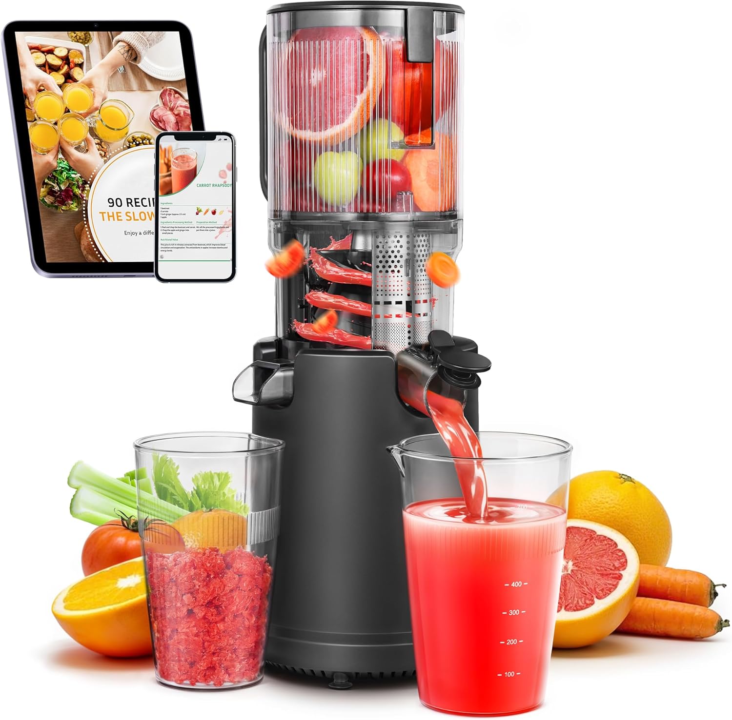 Slow Cold Press Juicer Machine for Whole Fruits and Vegetables