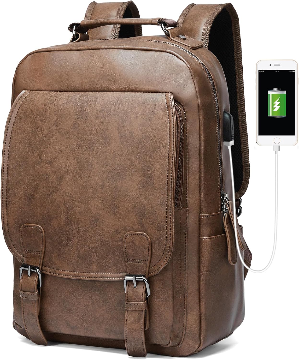 MATE ELAN Leather Laptop Backpack Waterproof for 14 in Laptop