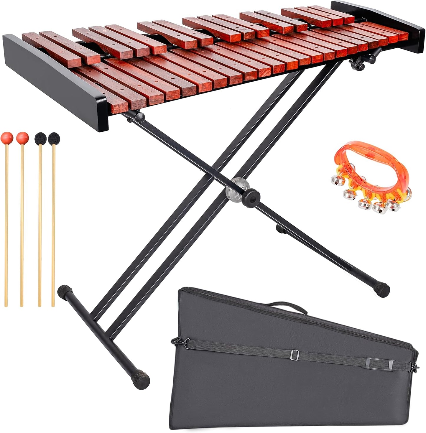 37 Note Wooden Glockenspiel Xylophone with Adjustable Stand
