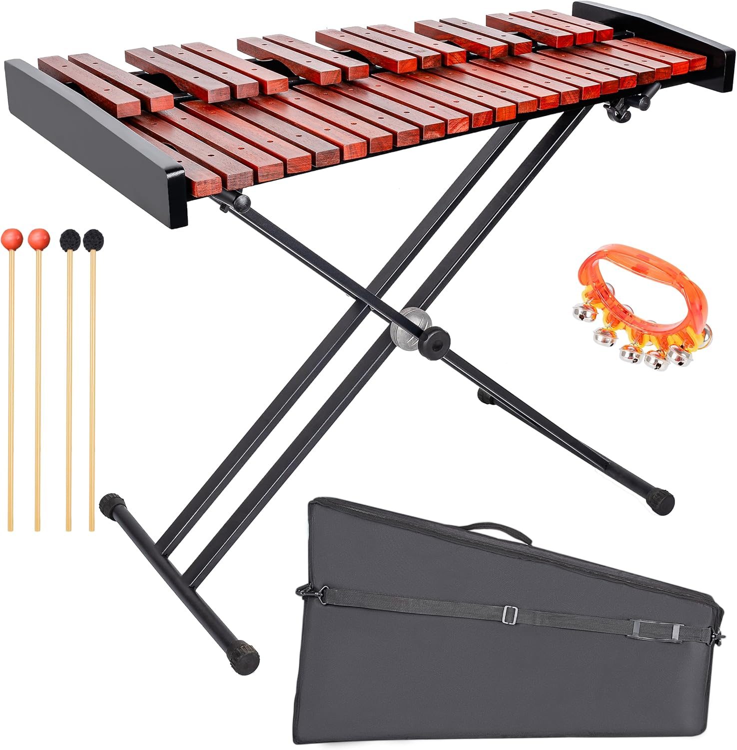 37 Note Wooden Glockenspiel Xylophone with Adjustable Stand