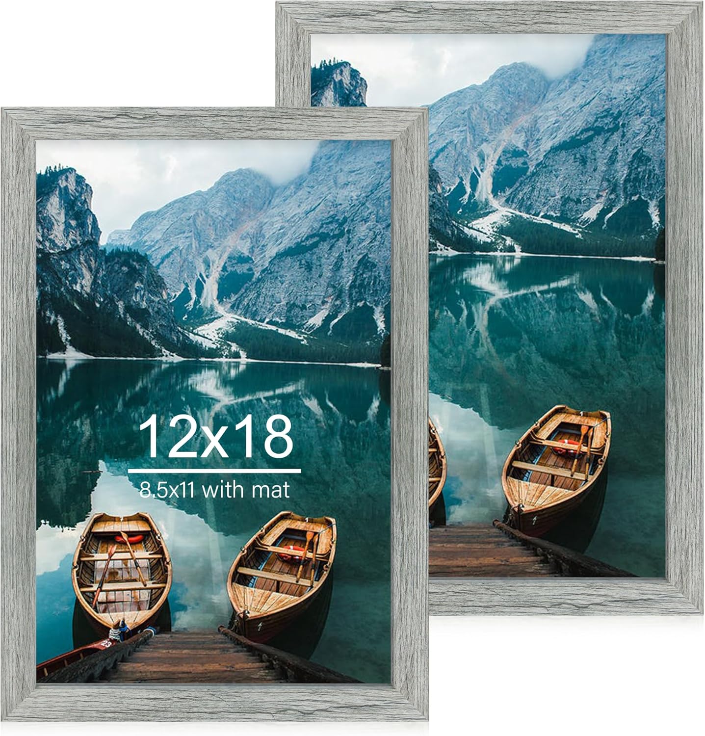 12x18 Rustic Grey Wood Frame Set of 2 for Photos and Posters