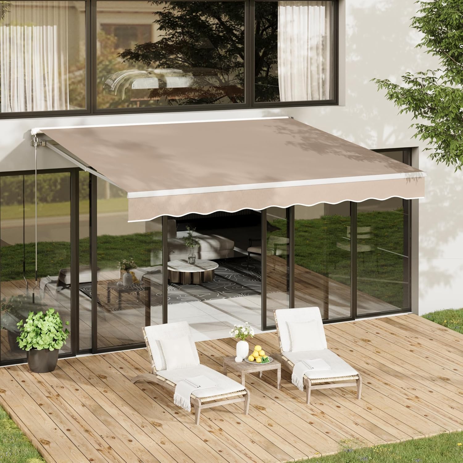 AECOJOY 13ft 8in Manual Retractable Awning for Outdoor Shade