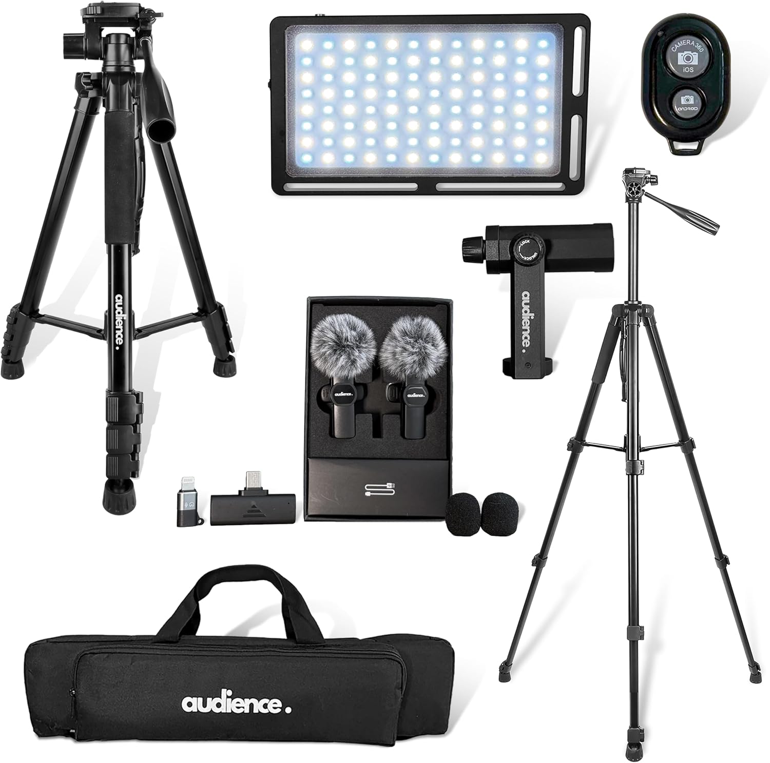 Professional Mobile Creator Kit with Tripod and Lighting Setup