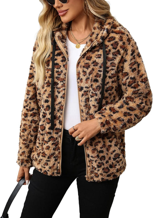 Womens Fleece Jacket Full Zip Sherpa Coat with Hood S-5XL