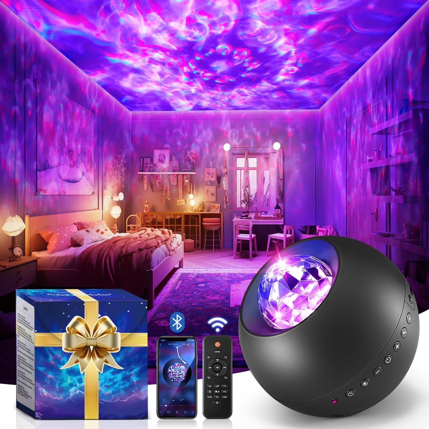 Starry Night Bluetooth Projector - 20 Modes, Speaker & White Noise