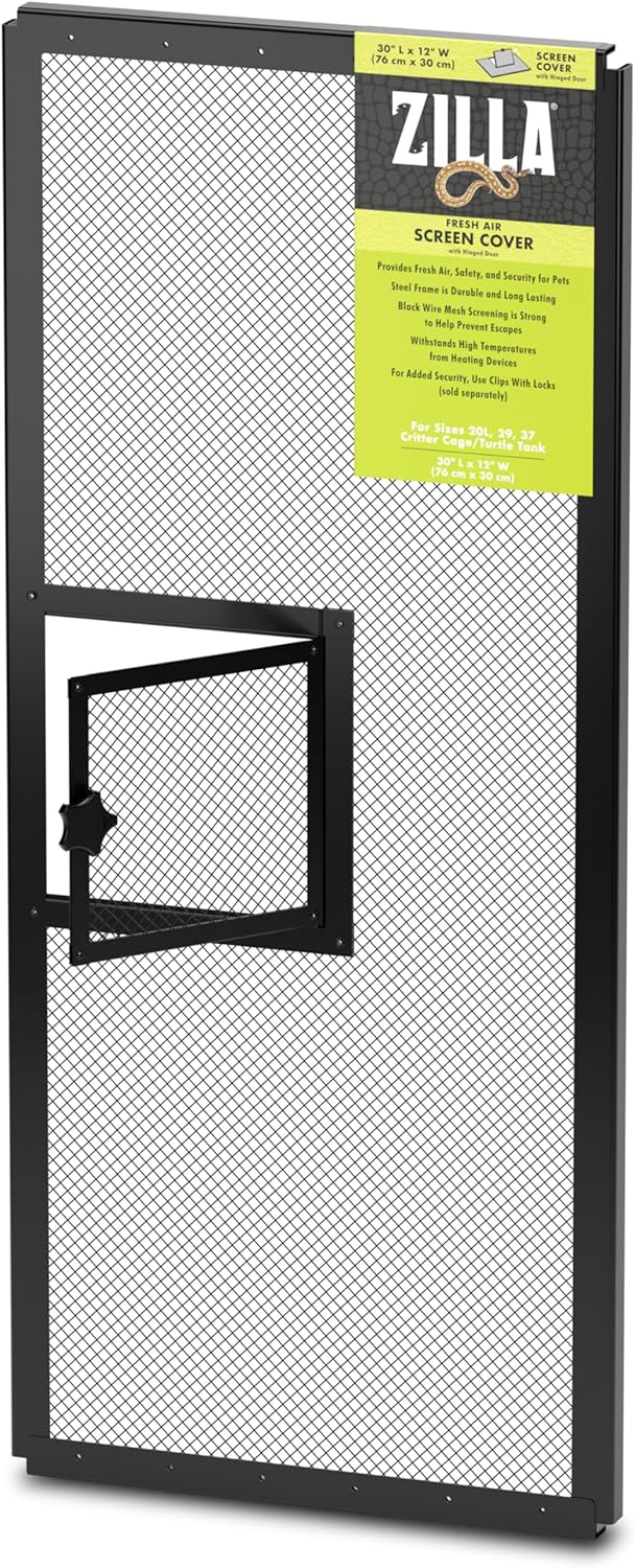 Zilla Pet Reptile Terrarium Screen Cover with Hinged Door 30in x 12in