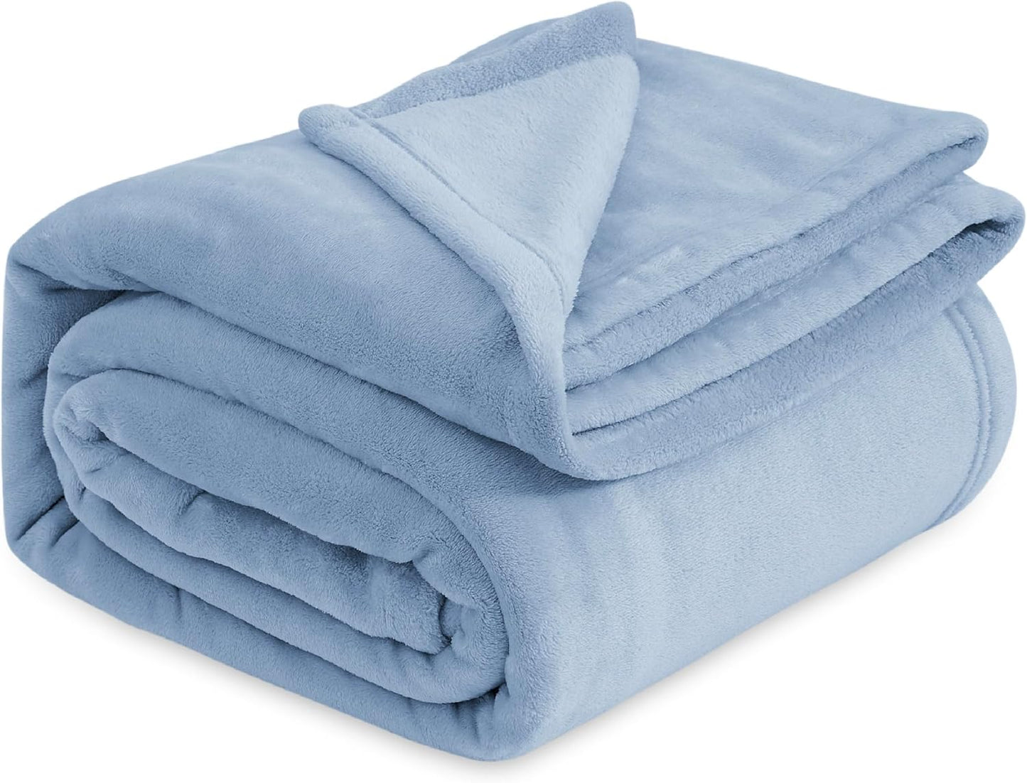 Bedsure GentleSoft Fleece Bed Blanket Queen Size Light Blue