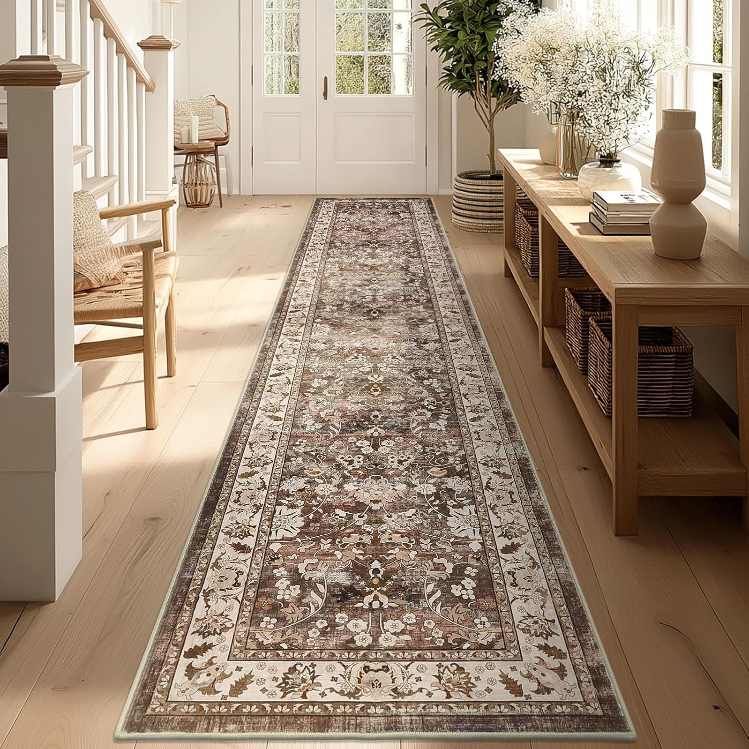 LOKHOM Washable Runner Rug 2x10 Non-Slip Vintage Farmhouse Style