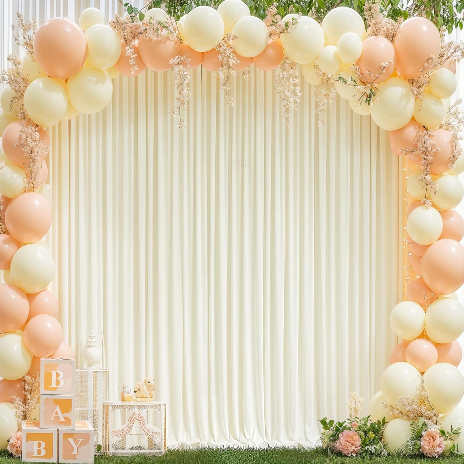 PARTISKY Ivory Wedding Backdrop Curtains - Elegant & Versatile 4x10ft