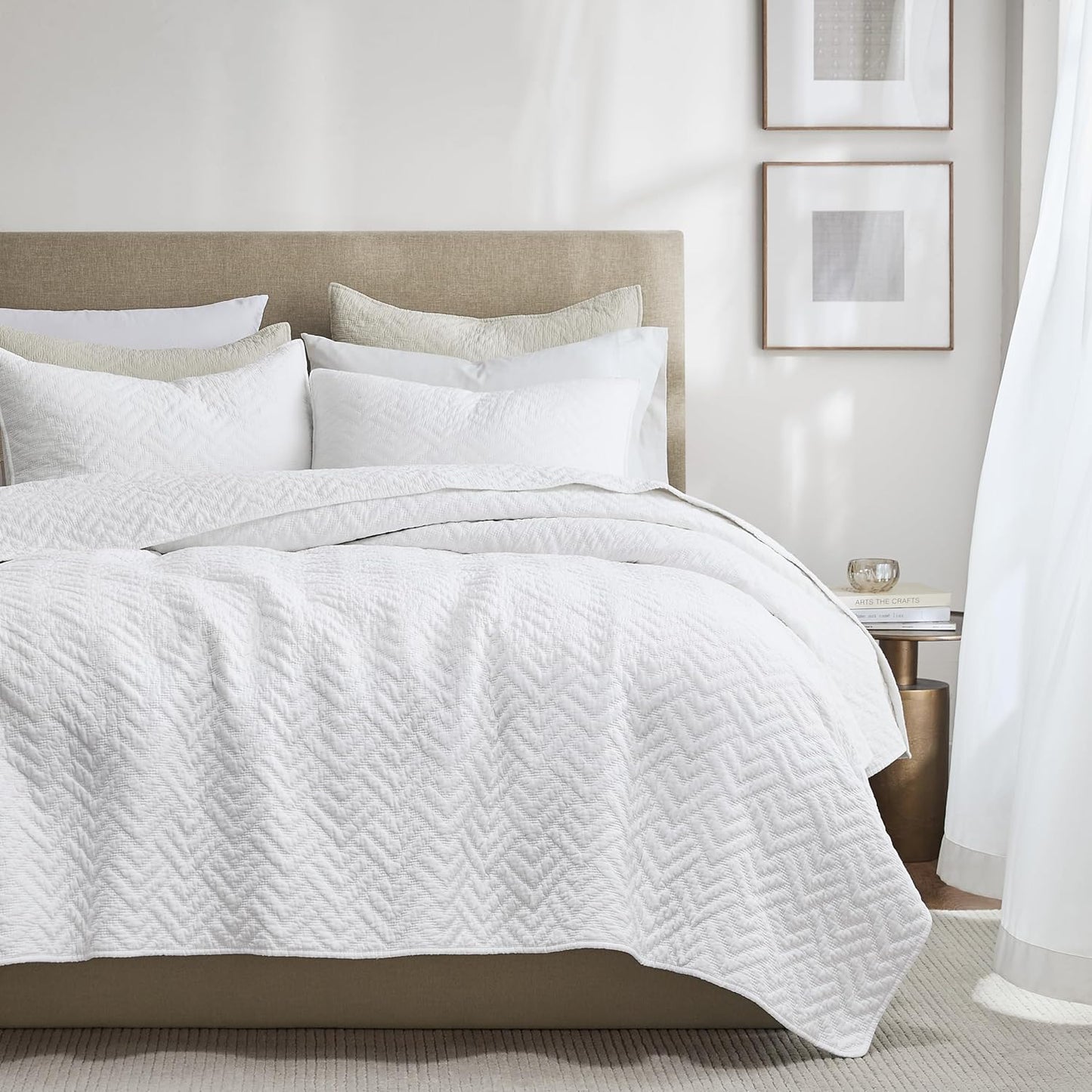 Palassio White 100% Cotton Quilt California King Bedding Set