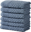 Blue Cotton Hand Towel Set 6 Pack - Soft, Absorbent 26x16