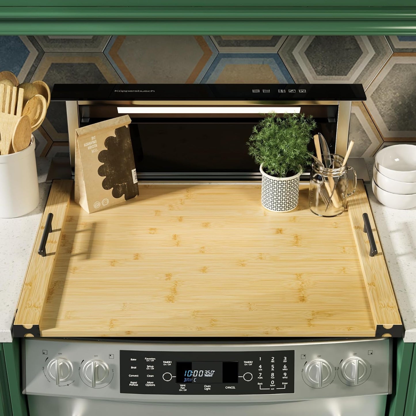 Noodle Board Stove Cover for Gas Stovetop - Bamboo Kitchen Decor