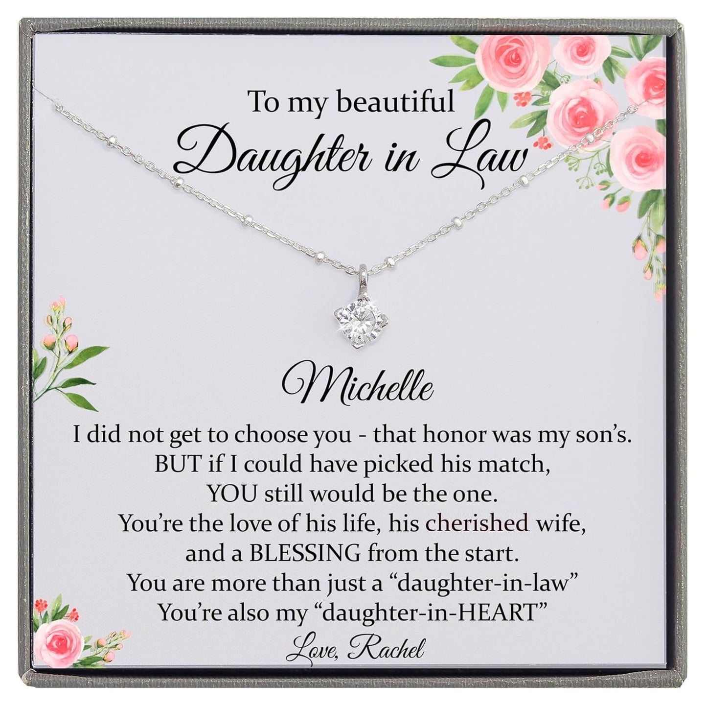 Personalized Daughter in Law Gifts Necklace with Meaningful Message