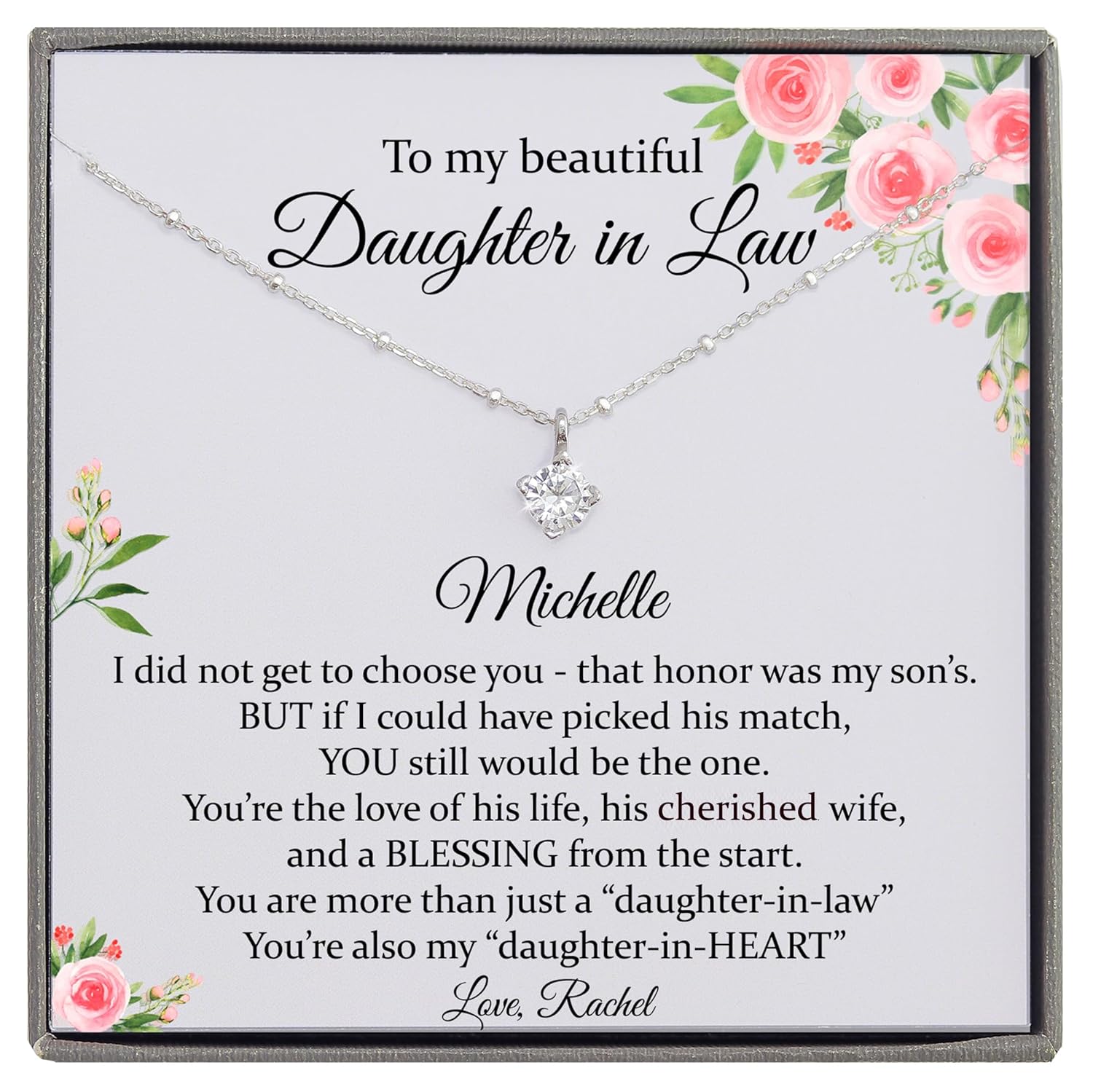 Personalized Daughter in Law Gifts Necklace with Meaningful Message