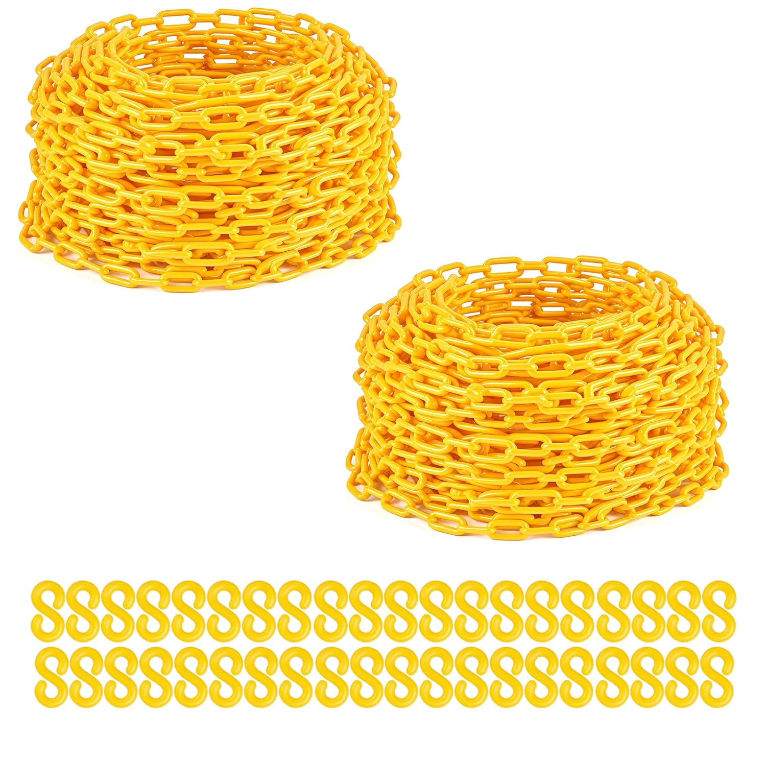 200Ft Yellow Plastic Chain Links for Safety Barriers and More